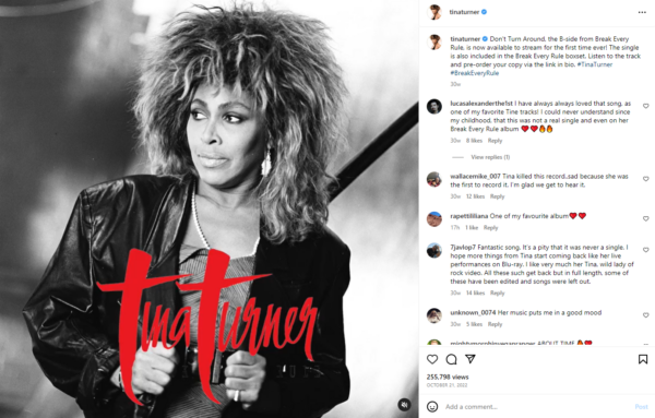 Verified Don't Turn Around, the B-side from Break Every Rule, is now available to stream for the first time ever! The Iconic Tina Turner on Instagram: A Look at Her Life and Music