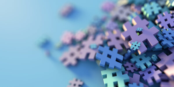 image of 3 dimensional hashtags