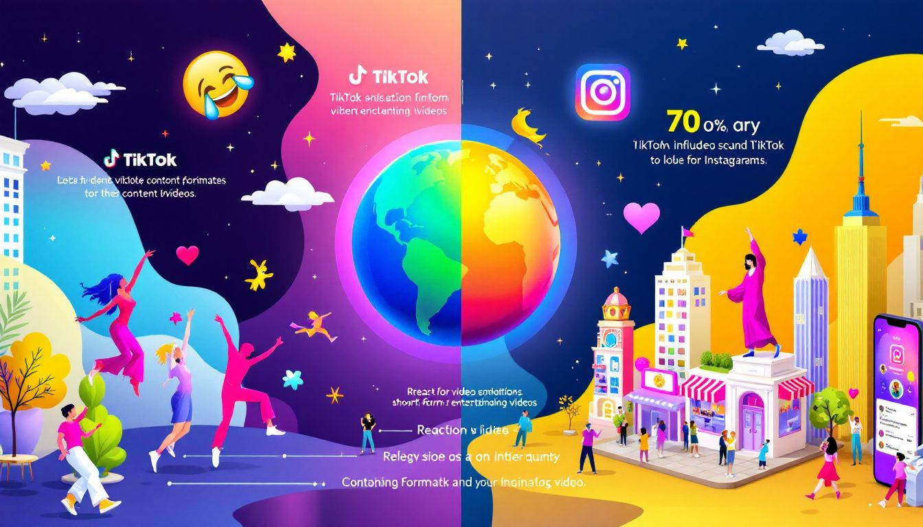Visual representation of different content formats on TikTok and Instagram.