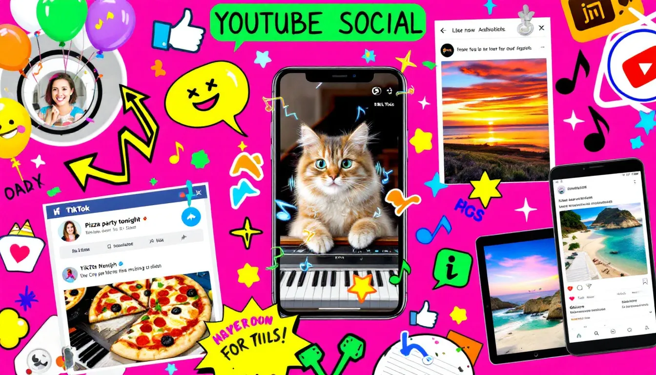 A collage of engaging social media content, showcasing different types of posts and interactions.